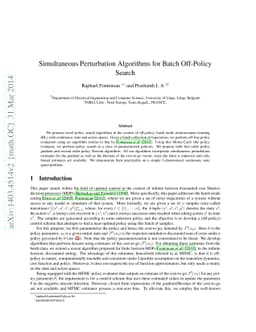 Simultaneous Perturbation Algorithms for Batch Off-Policy Search