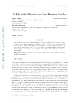 An Information-Theoretic Analysis of Thompson Sampling