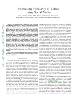 Forecasting Popularity of Videos using Social Media