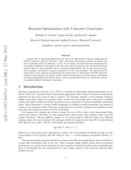 Bayesian Optimization with Unknown Constraints