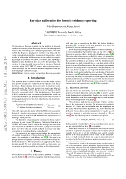 Bayesian calibration for forensic evidence reporting
