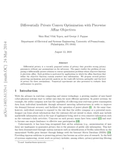 Differentially Private Convex Optimization with Piecewise Affine
  Objectives