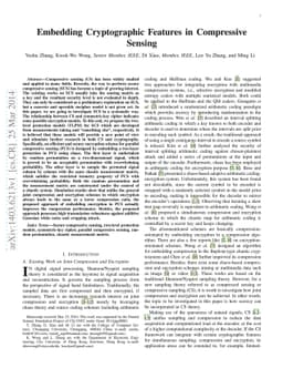 Embedding Cryptographic Features in Compressive Sensing