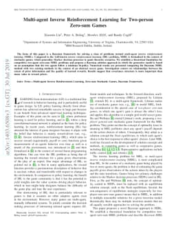 Multi-agent Inverse Reinforcement Learning for Two-person Zero-sum Games