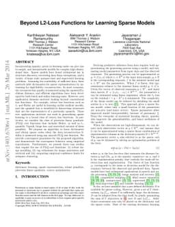 Beyond L2-Loss Functions for Learning Sparse Models