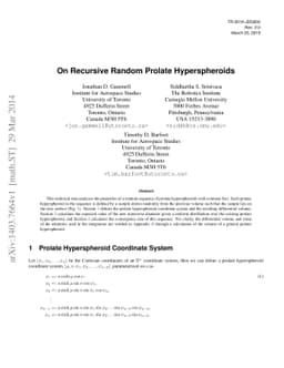 On Recursive Random Prolate Hyperspheroids