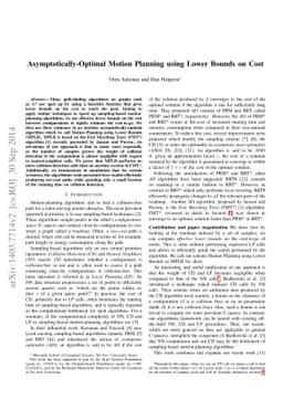 Asymptotically-Optimal Motion Planning using Lower Bounds on Cost