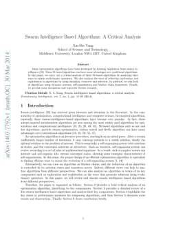 Swarm Intelligence Based Algorithms: A Critical Analysis