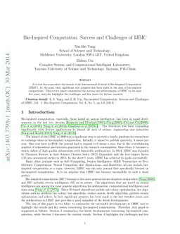 Bio-Inspired Computation: Success and Challenges of IJBIC