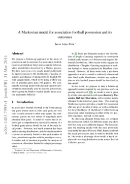 A Markovian model for association football possession and its outcomes
