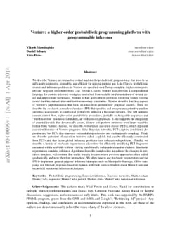 Venture: a higher-order probabilistic programming platform with
  programmable inference