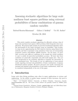 Assessing stochastic algorithms for large scale nonlinear least squares
  problems using extremal probabilities of linear combinations of gamma random
  variables