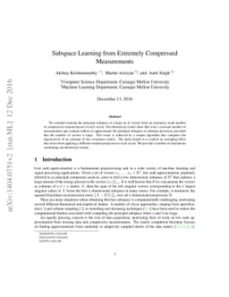 Subspace Learning from Extremely Compressed Measurements