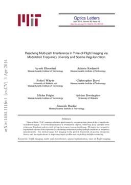Resolving Multi-path Interference in Time-of-Flight Imaging via
  Modulation Frequency Diversity and Sparse Regularization