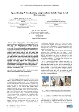 Sparse Coding: A Deep Learning using Unlabeled Data for High - Level
  Representation