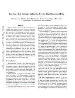 Fast Supervised Hashing with Decision Trees for High-Dimensional Data