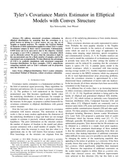 Tyler's Covariance Matrix Estimator in Elliptical Models with Convex
  Structure