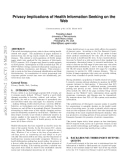 Privacy Implications of Health Information Seeking on the Web