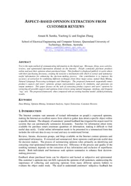 Aspect-Based Opinion Extraction from Customer reviews