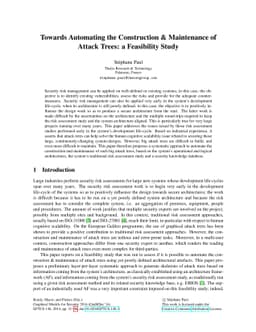 Towards Automating the Construction & Maintenance of Attack Trees: a
  Feasibility Study