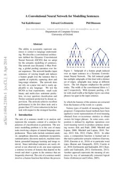 A Convolutional Neural Network for Modelling Sentences
