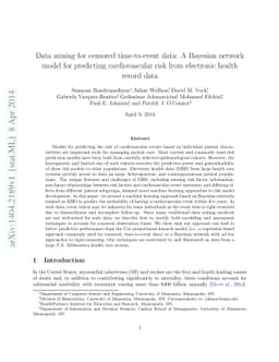 Data mining for censored time-to-event data: A Bayesian network model
  for predicting cardiovascular risk from electronic health record data