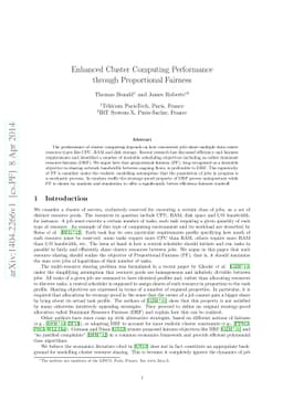 Enhanced Cluster Computing Performance Through Proportional Fairness