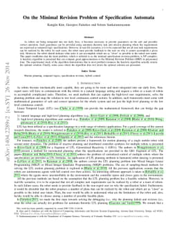 On the Minimal Revision Problem of Specification Automata