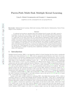 Pareto-Path Multi-Task Multiple Kernel Learning