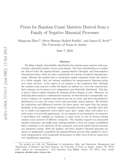Priors for Random Count Matrices Derived from a Family of Negative
  Binomial Processes