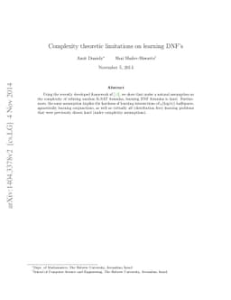 Complexity theoretic limitations on learning DNF's