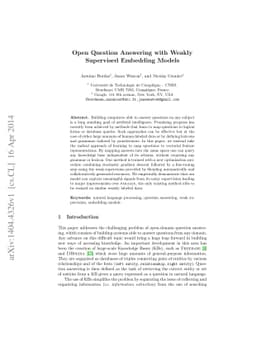 Open Question Answering with Weakly Supervised Embedding Models