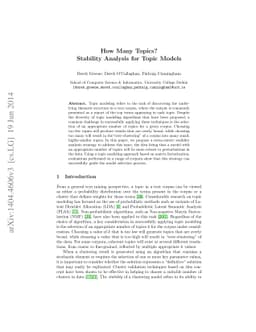 How Many Topics? Stability Analysis for Topic Models