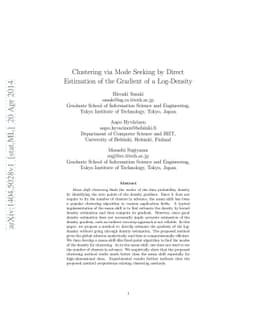 Clustering via Mode Seeking by Direct Estimation of the Gradient of a
  Log-Density