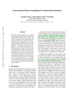 Lexicon Infused Phrase Embeddings for Named Entity Resolution