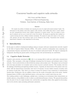 Concurrent bandits and cognitive radio networks