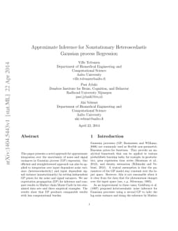Approximate Inference for Nonstationary Heteroscedastic Gaussian process
  Regression