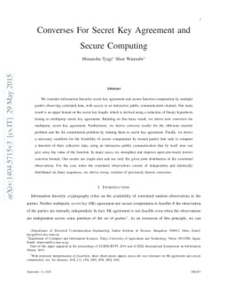Converses for Secret Key Agreement and Secure Computing