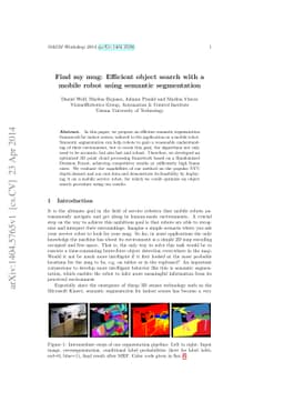 Find my mug: Efficient object search with a mobile robot using semantic
  segmentation