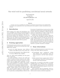 One weird trick for parallelizing convolutional neural networks