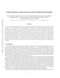 Scalable Similarity Learning using Large Margin Neighborhood Embedding