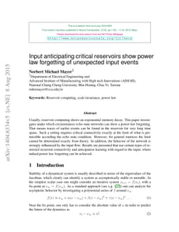Input anticipating critical reservoirs show power law forgetting of
  unexpected input events