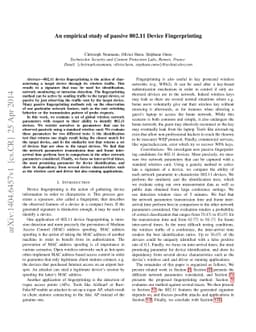 An empirical study of passive 802.11 Device Fingerprinting