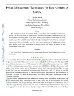 Power Management Techniques for Data Centers: A Survey