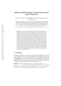 Robust and Efficient Subspace Segmentation via Least Squares Regression