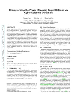 Characterizing the Power of Moving Target Defense via Cyber Epidemic
  Dynamics