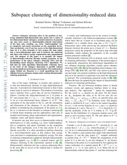 Subspace clustering of dimensionality-reduced data