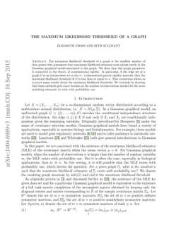 The Maximum Likelihood Threshold of a Graph