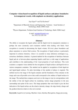 Computer vision-based recognition of liquid surfaces and phase
  boundaries in transparent vessels, with emphasis on chemistry applications