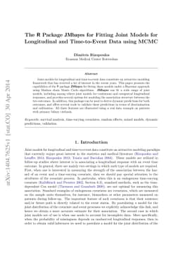 The R Package JMbayes for Fitting Joint Models for Longitudinal and
  Time-to-Event Data using MCMC